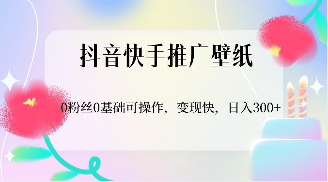 抖音快手推广壁纸，0粉丝0基础可操作，变现快，日入300+-蓝天项目网