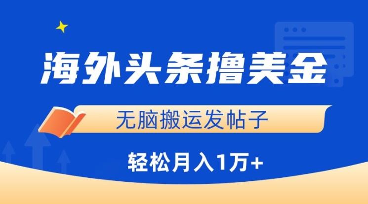 海外头条撸美金，无脑搬运发帖子，月入1万+，小白轻松掌握【揭秘】-蓝天项目网