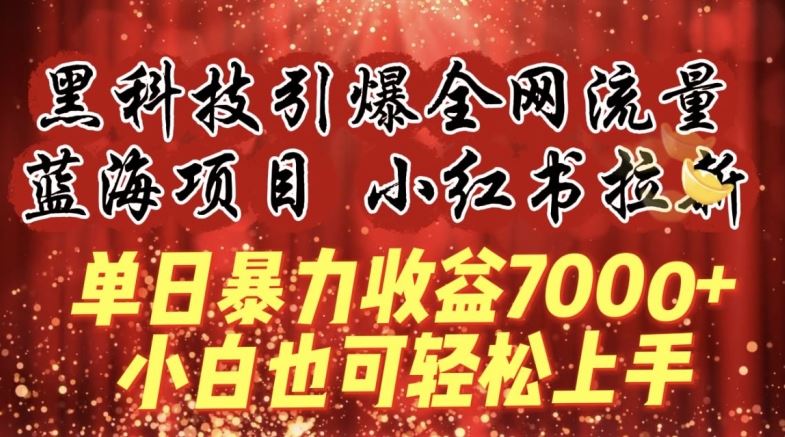 蓝海项目!黑科技引爆全网流量小红书拉新，单日暴力收益7000+，小白也能轻松上手【揭秘】-蓝天项目网