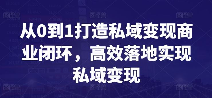 从0到1打造私域变现商业闭环，高效落地实现私域变现-蓝天项目网