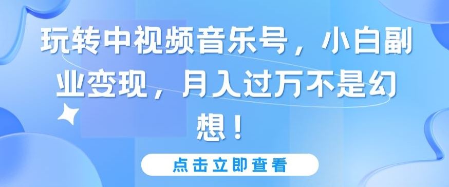 玩转中视频音乐号，小白副业变现，月入过万不是幻想【揭秘】-蓝天项目网