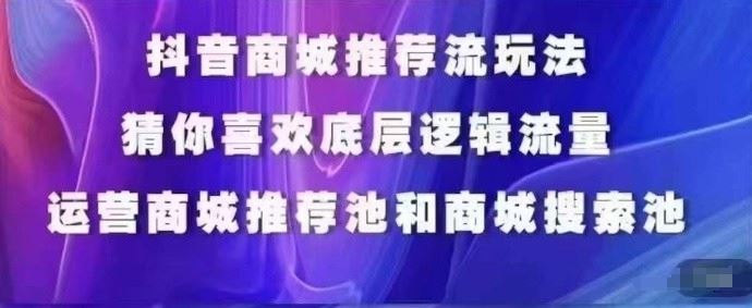 抖音商城运营课程，猜你喜欢入池商城搜索商城推荐人群标签覆盖-蓝天项目网