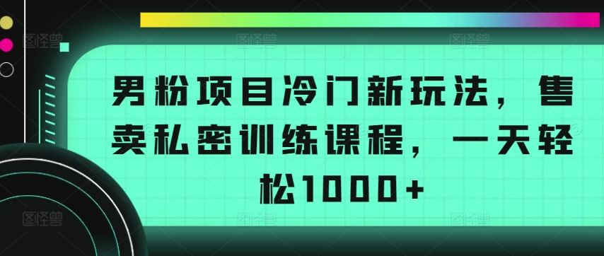 男粉项目冷门新玩法，售卖私密训练课程，一天轻松1000+【揭秘】-蓝天项目网