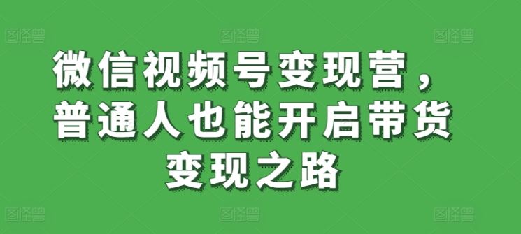 微信视频号变现营，普通人也能开启带货变现之路-蓝天项目网