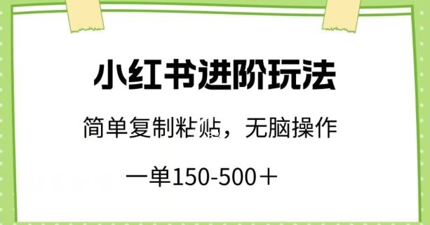 小红书进阶玩法，一单150-500+，简单复制粘贴，小白也能轻松上手【揭秘】-蓝天项目网