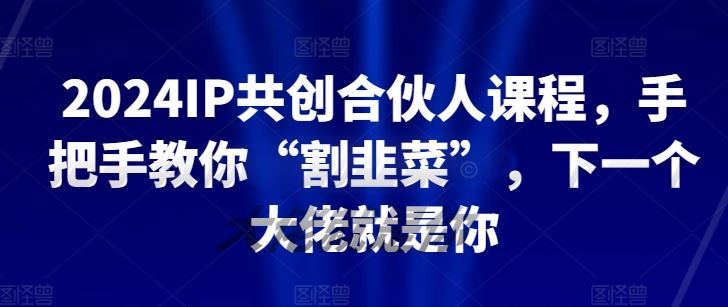 2024IP共创合伙人课程，手把手教你“割韭菜”，下一个大佬就是你-蓝天项目网