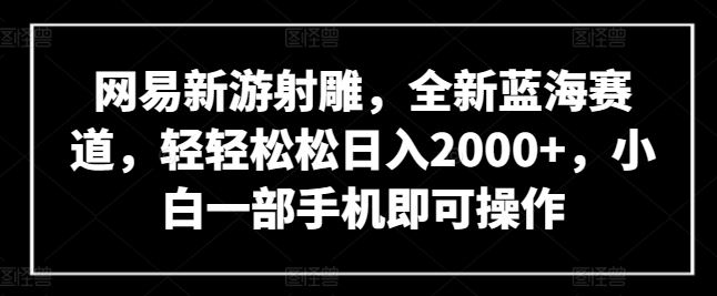 网易新游射雕，全新蓝海赛道，轻轻松松日入2000+，小白一部手机即可操作【揭秘】-蓝天项目网