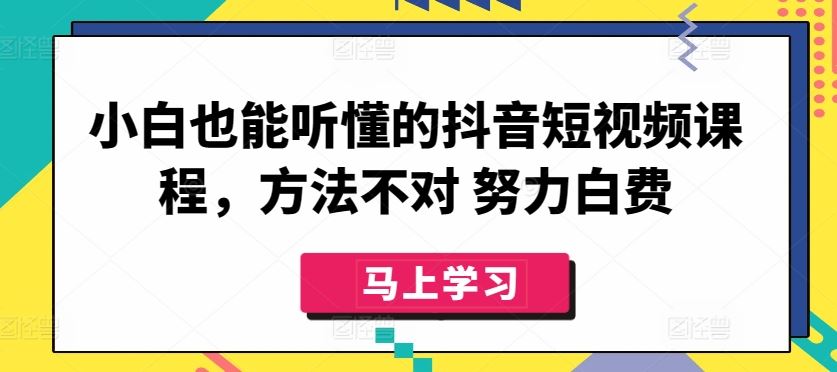 小白也能听懂的抖音短视频课程，方法不对 努力白费-蓝天项目网