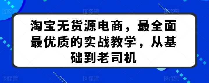 淘宝无货源电商，最全面最优质的实战教学，从基础到老司机-蓝天项目网