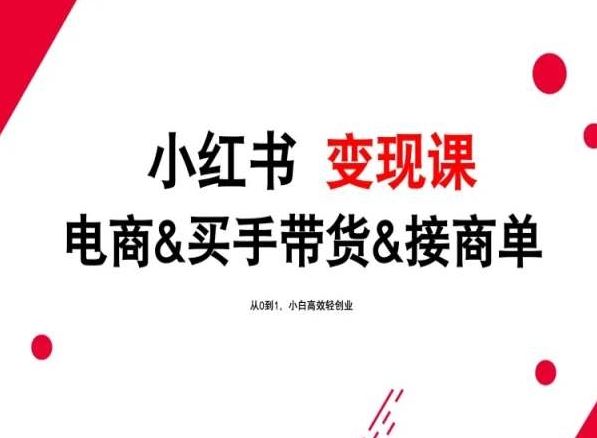 2024年最新小红书变现课，电商&买手带货&接商单，从0到1，小白高效轻创业-蓝天项目网