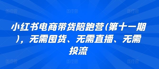 小红书电商带货陪跑营(第十一期)，无需囤货、无需直播、无需投流-蓝天项目网