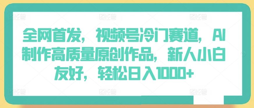 全网首发，视频号冷门赛道，AI制作高质量原创作品，新人小白友好，轻松日入1000+【揭秘】-蓝天项目网