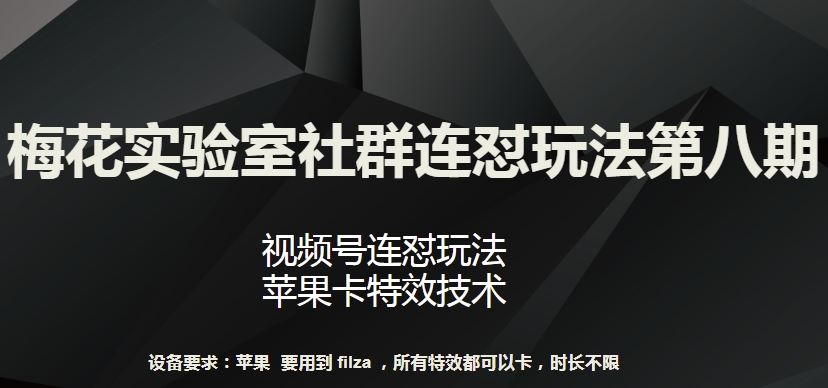 梅花实验室社群连怼玩法第八期，视频号连怼玩法 苹果卡特效技术【揭秘】-蓝天项目网