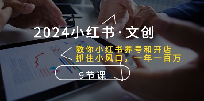 2024小红书文创：教你小红书养号和开店、抓住小风口 一年一百万 (9节课)-蓝天项目网