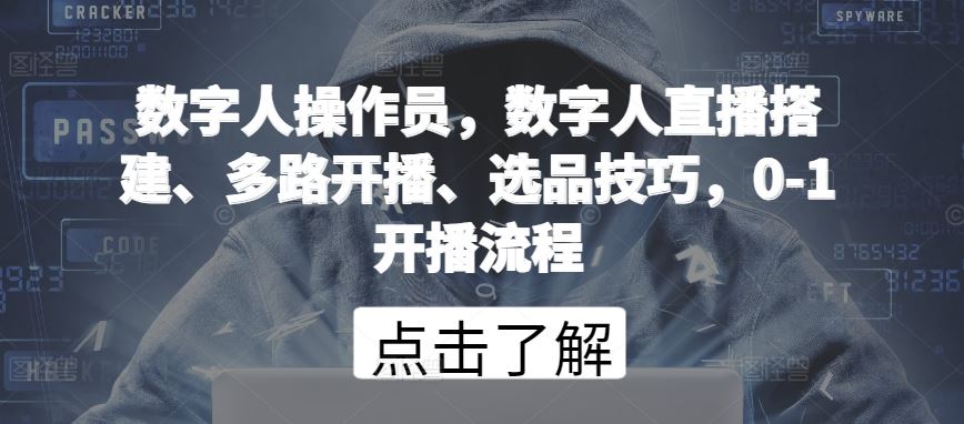 数字人操作员，数字人直播搭建、多路开播、选品技巧，0-1开播流程-蓝天项目网