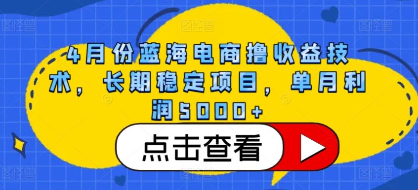 4月份蓝海电商撸收益技术，长期稳定项目，单月利润5000+【揭秘】-蓝天项目网