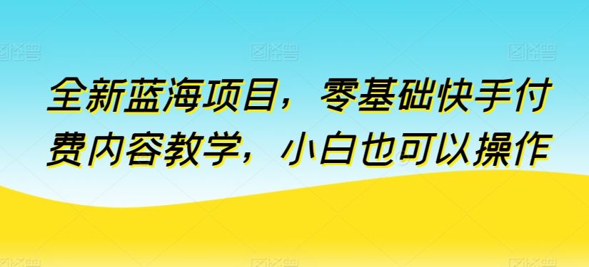 全新蓝海项目，零基础快手付费内容教学，小白也可以操作【揭秘】-蓝天项目网