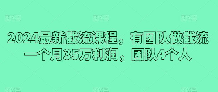 2024最新截流课程，有团队做截流一个月35万利润，团队4个人-蓝天项目网