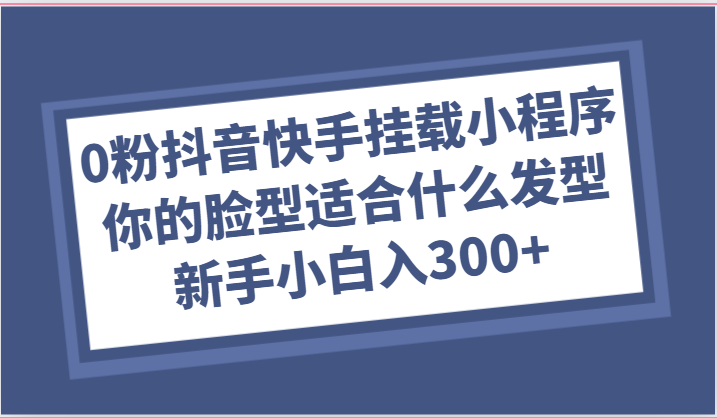 0粉抖音快手挂载小程序，你的脸型适合什么发型玩法，新手小白日入300+-蓝天项目网