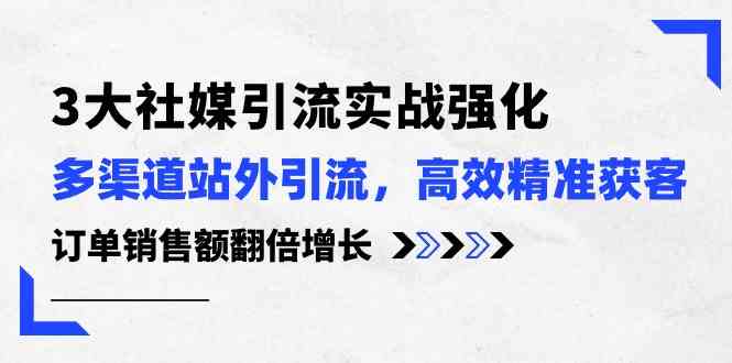 3大社媒引流实操强化，多渠道站外引流/高效精准获客/订单销售额翻倍增长-蓝天项目网