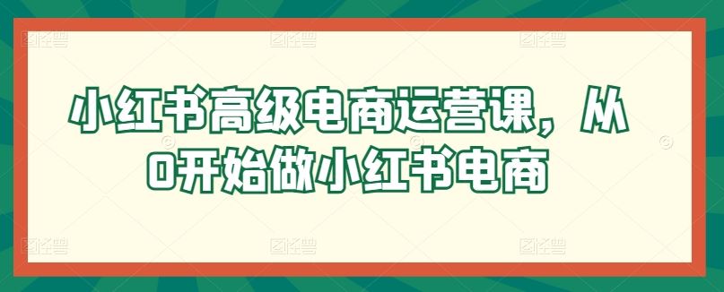 小红书高级电商运营课，从0开始做小红书电商-蓝天项目网