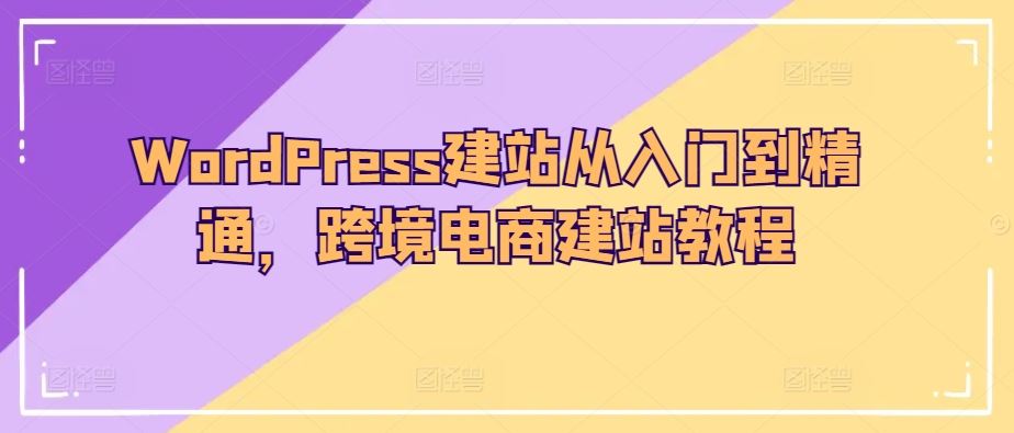 WordPress建站从入门到精通，跨境电商建站教程-蓝天项目网