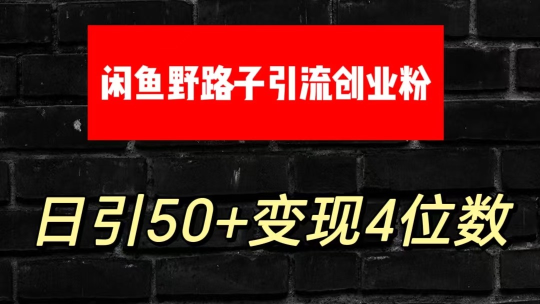 大眼闲鱼野路子引流创业粉，日引50+单日变现四位数-蓝天项目网