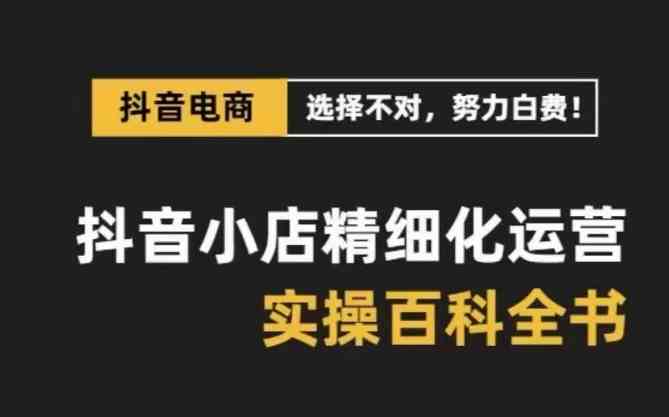 抖音小店精细化运营百科全书，保姆级运营实战讲解（更新）-蓝天项目网