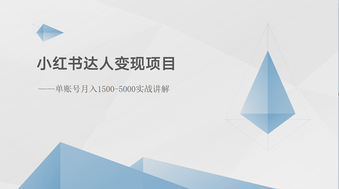 小红书达人变现项目：单账号月入1500-3000实战讲解-蓝天项目网