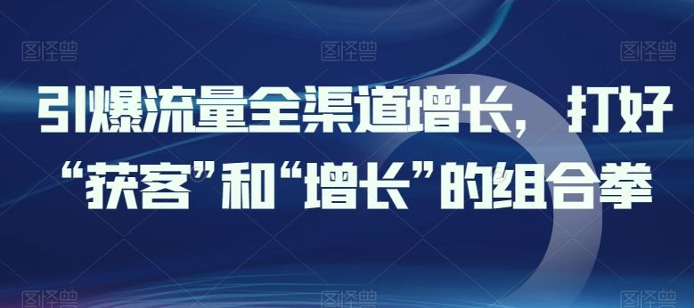 引爆流量全渠道增长，打好“获客”和“增长”的组合拳-蓝天项目网