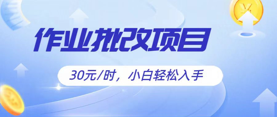 作业批改项目30元/时，简单小白轻松入手，非常适合兼职-蓝天项目网