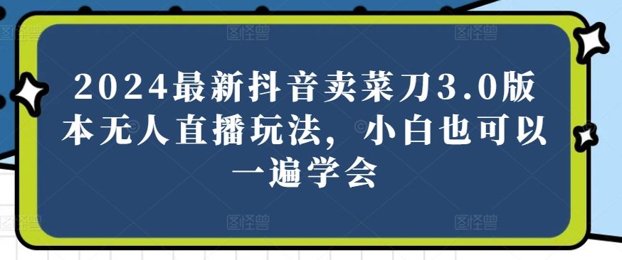 2024最新抖音卖菜刀3.0版本无人直播玩法，小白也可以一遍学会【揭秘】-蓝天项目网