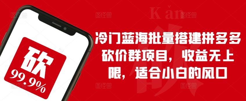 冷门蓝海批量搭建拼多多砍价群项目，收益无上限，适合小白的风口【揭秘】-蓝天项目网