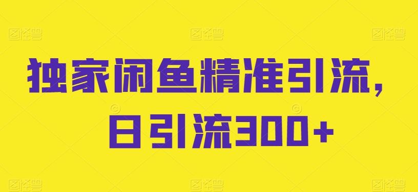 独家闲鱼精准引流，日引流300+【揭秘】-蓝天项目网