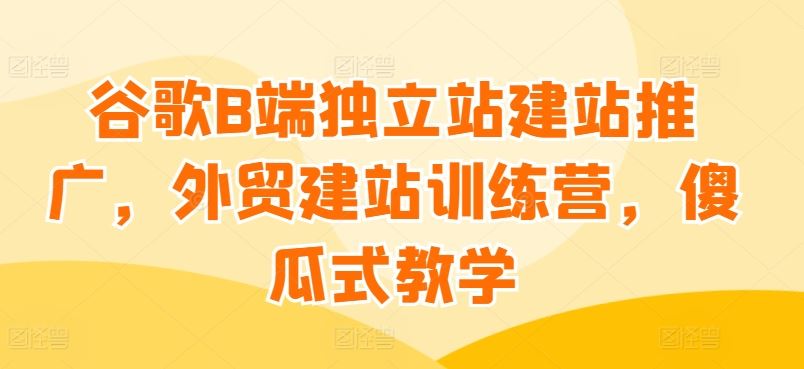 谷歌B端独立站建站推广，外贸建站训练营，傻瓜式教学-蓝天项目网