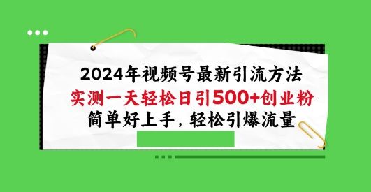 2024年视频号最新引流方法，实测一天轻松日引100+创业粉，简单好上手，轻松引爆流量【揭秘】-蓝天项目网