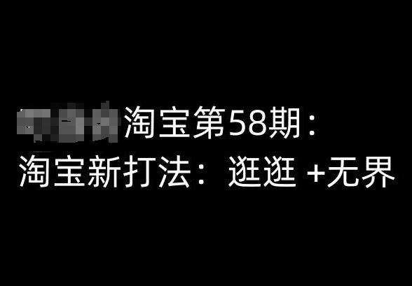 淘宝第58期培训课程，淘宝新打法：逛逛 +无界-蓝天项目网