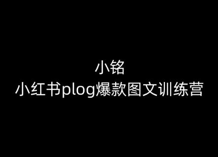 小铭-小红书plog爆款图文训练营，教你从0-1做小红书-蓝天项目网