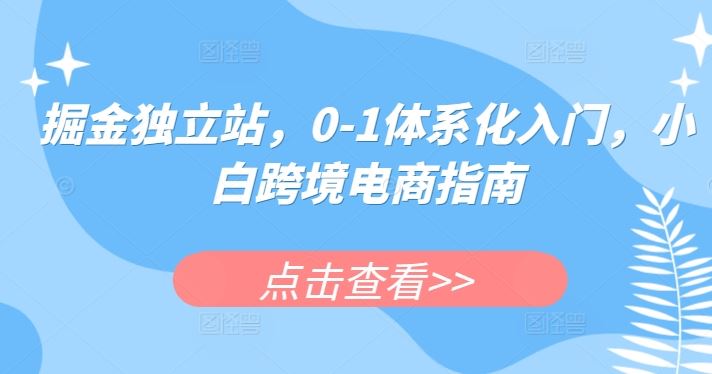 掘金独立站，0-1体系化入门，小白跨境电商指南-蓝天项目网