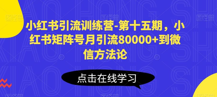 小红书引流训练营-第十五期，小红书矩阵号月引流80000+到微信方法论-蓝天项目网