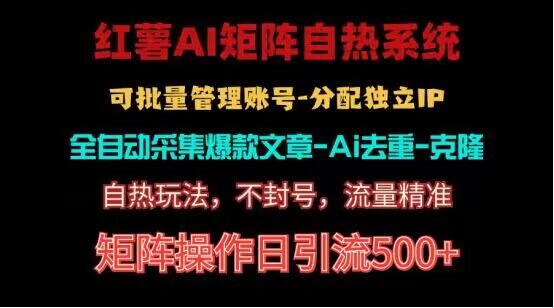 红薯矩阵自热系统，独家不死号引流玩法！矩阵操作日引流500+-蓝天项目网