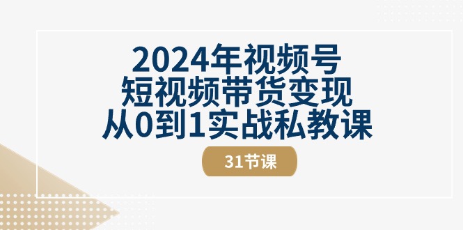 2024年视频号短视频带货变现从0到1实战私教课（30节视频课）-蓝天项目网