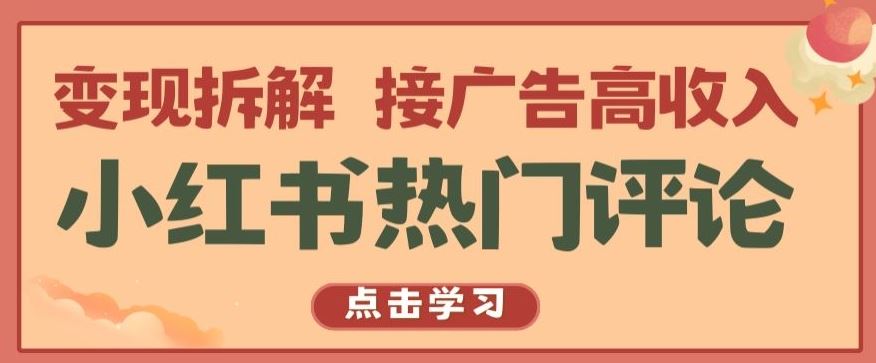 小红书热门评论，变现拆解，接广告高收入【揭秘 】-蓝天项目网