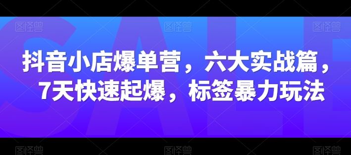 抖音小店爆单营，六大实战篇，7天快速起爆，标签暴力玩法-蓝天项目网