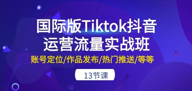 国际版Tiktok抖音运营流量实战班：账号定位/作品发布/热门推送/等等-13节-蓝天项目网