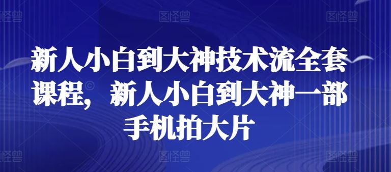 新人小白到大神技术流全套课程，新人小白到大神一部手机拍大片-蓝天项目网