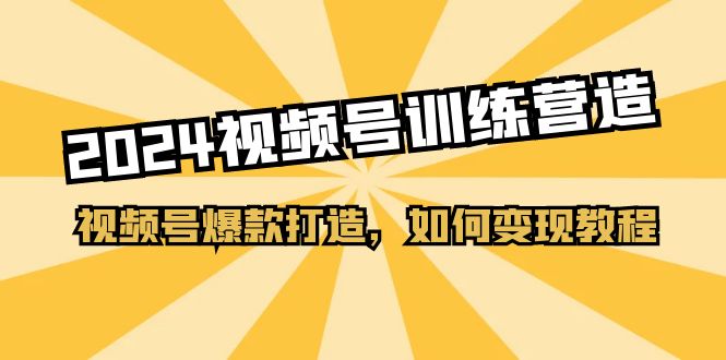 2024视频号训练营，视频号爆款打造，如何变现教程（20节课）-蓝天项目网