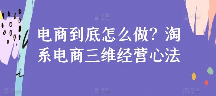 电商到底怎么做？淘系电商三维经营心法-蓝天项目网