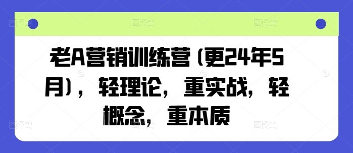 老A营销训练营(更24年5月)，轻理论，重实战，轻概念，重本质-蓝天项目网