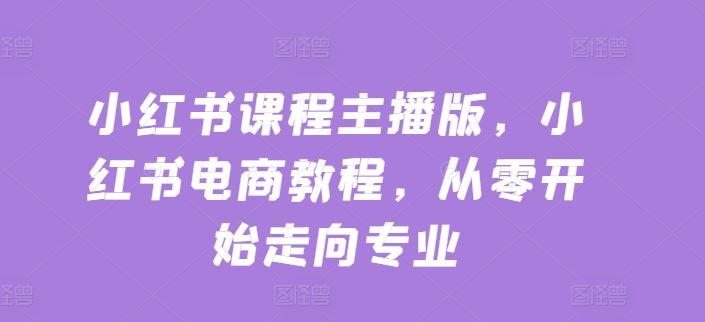 小红书课程主播版，小红书电商教程，从零开始走向专业-蓝天项目网